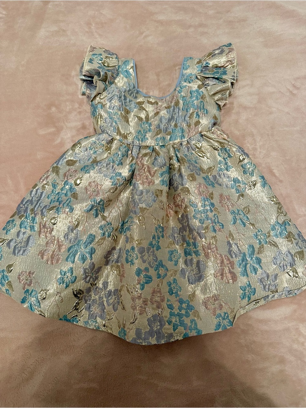 Girls Metallic Floral Party Dress